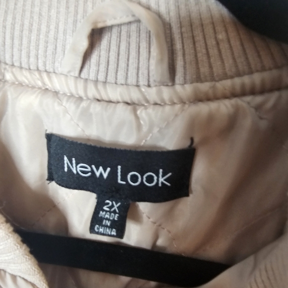 New Look‎ Womens Bomber Jacket Size 2X Beige Tan Neutral Casual - Picture 5 of 13